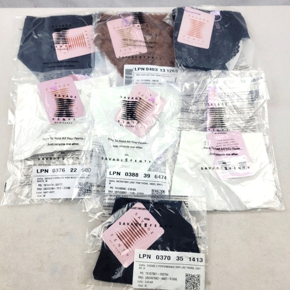NWT Savage X Fenty lot of 7 thong underwear microfiber, high, seamless Med - Picture 1 of 3